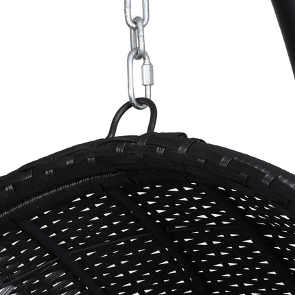 Gardeon Outdoor Egg Swing Chair Wicker Furniture Pod Stand Armrest Black.