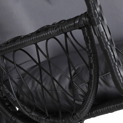 Gardeon Outdoor Egg Swing Chair Wicker Furniture Pod Stand Armrest Black.