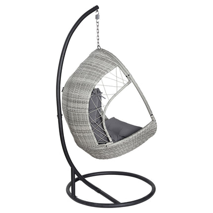 Gardeon Outdoor Egg Swing Chair Wicker Furniture Pod Stand Armrest Light Grey.
