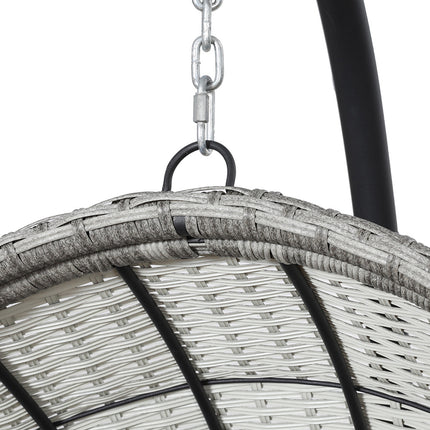 Gardeon Outdoor Egg Swing Chair Wicker Furniture Pod Stand Armrest Light Grey.