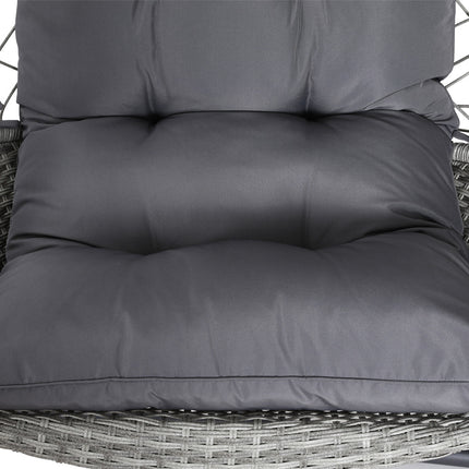 Gardeon Outdoor Egg Swing Chair Wicker Furniture Pod Stand Armrest Light Grey.