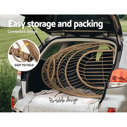Gardeon Outdoor Egg Swing Chair Wicker Rope Furniture Pod Stand Foldable Yellow.