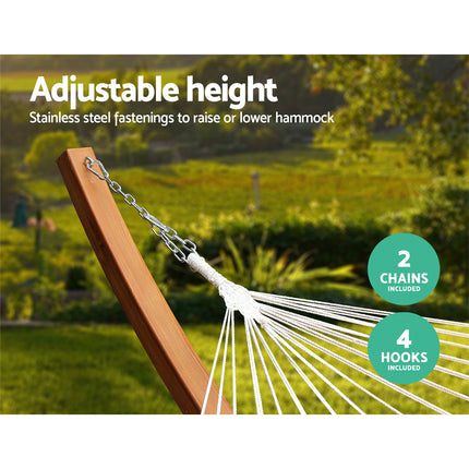Gardeon Hammock Bed Outdoor Camping Garden Tassel Timber Hammock White.