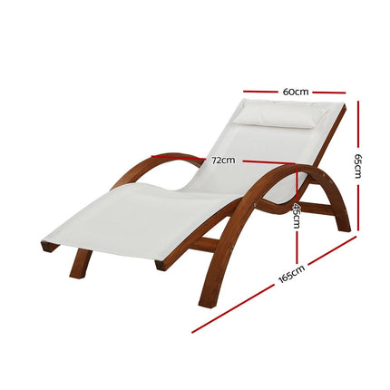 Gardeon Sun Lounge Outdoor Furniture Timber Armchair Wooden Stand.