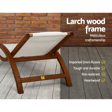 Gardeon Sun Lounge Outdoor Furniture Timber Armchair Wooden Stand.