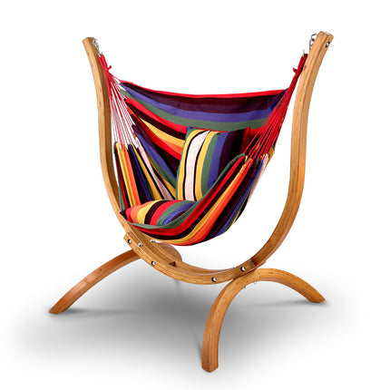Gardeon Hammock Chair Timber Outdoor Furniture Camping with Wooden Stand.