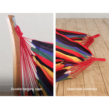 Gardeon Hammock Chair Timber Outdoor Furniture Camping with Wooden Stand.