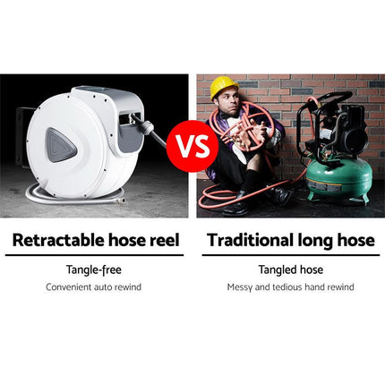 Giantz Air Hose Reel 10m Retractable Rewind Swivel Wall Mount Compressor Garage.