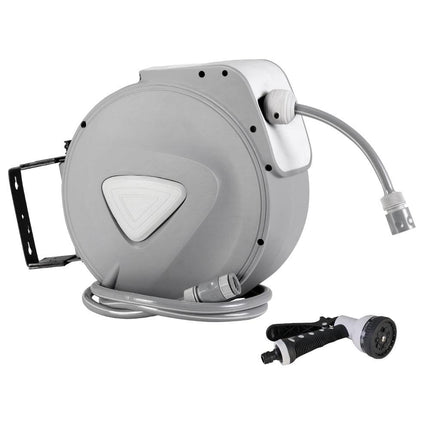 Water Hose Reel 10M Retractable Auto Rewind Garden Spray Gun.