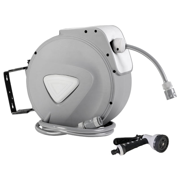 Water Hose Reel 10M Retractable Auto Rewind Garden Spray Gun.