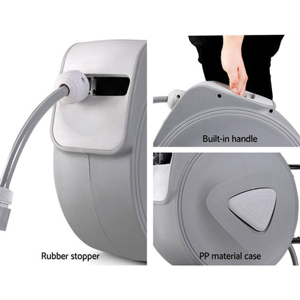 Water Hose Reel 10M Retractable Auto Rewind Garden Spray Gun.