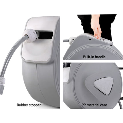Water Hose Reel 10M Retractable Auto Rewind Garden Spray Gun.