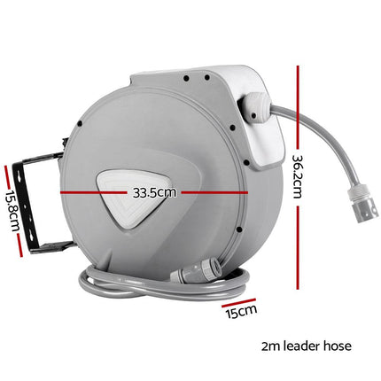 Water Hose Reel 20M Retractable Auto Rewind Spray Gun Garden.