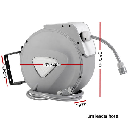 Water Hose Reel 20M Retractable Auto Rewind Spray Gun Garden.