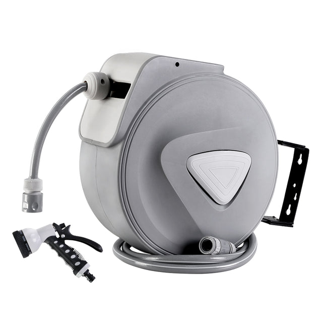 Water Hose Reel 30M Retractable Garden Auto Rewind Spray Gun.