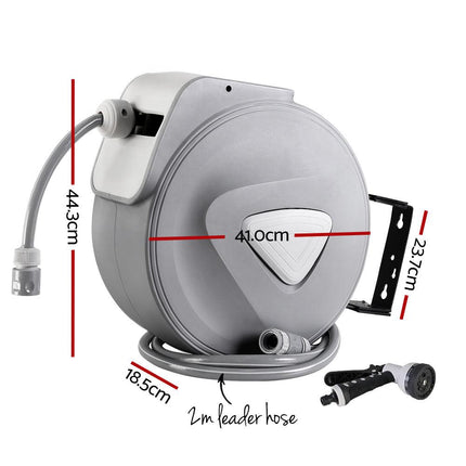 Water Hose Reel 30M Retractable Garden Auto Rewind Spray Gun.
