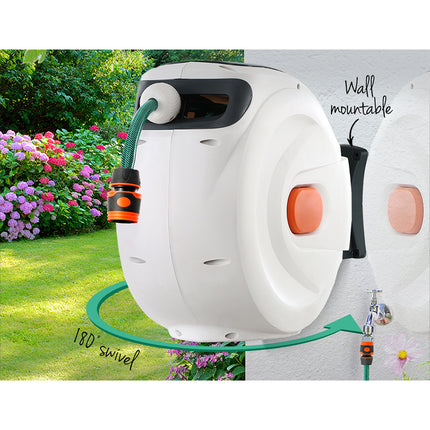 Greenfingers Water Hose Reel 20M Retractable Garden Spray Gun Auto Rewind.