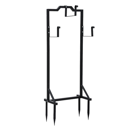Green Fingers Garden Hose Holder Metal Portable Freestanding Hose Stand 4 Spikes Black.