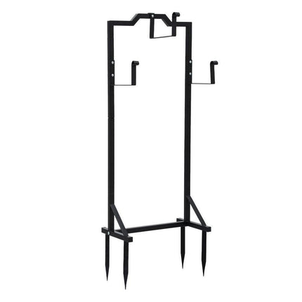 Green Fingers Garden Hose Holder Metal Portable Freestanding Hose Stand 4 Spikes Black.