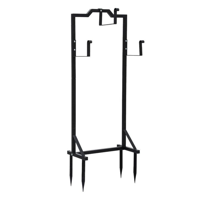 Green Fingers Garden Hose Holder Metal Portable Freestanding Hose Stand 4 Spikes Black.