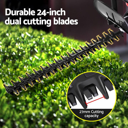 Giantz 25.4CC Petrol Hedge Trimmer 24" Dual Blade Tree Grass Garden Tool.