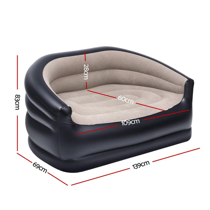 Gardeon Outdoor Air Sofa Inflatable Couch Two-Seater Lounge Chair with Pump Blow Up Couches for Camping.