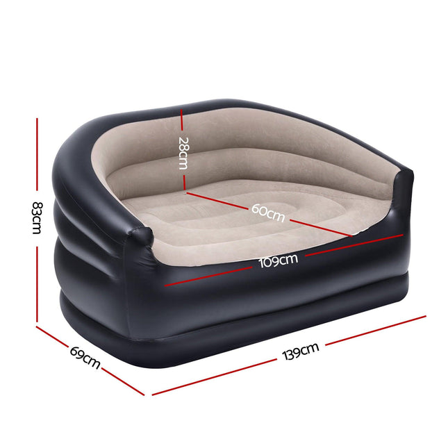 Gardeon Outdoor Air Sofa Inflatable Couch Two-Seater Lounge Chair with Pump Blow Up Couches for Camping.
