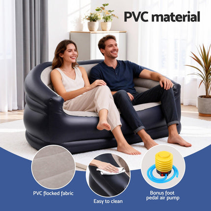 Gardeon Outdoor Air Sofa Inflatable Couch Two-Seater Lounge Chair with Pump Blow Up Couches for Camping.