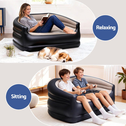 Gardeon Outdoor Air Sofa Inflatable Couch Two-Seater Lounge Chair with Pump Blow Up Couches for Camping.