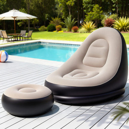 Gardeon Inflatable Chair with Ottoman Air Sofa Blow Up Air Chair for Camping with Pump.
