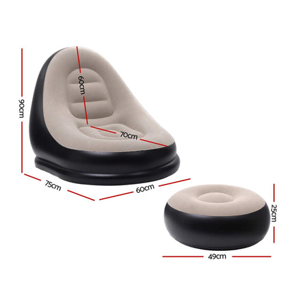 Gardeon Inflatable Chair with Ottoman Air Sofa Blow Up Air Chair for Camping with Pump.