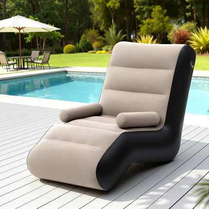 Gardeon Inflatable Chair Sun Lounger Blow Up Folding Air Chairs Sofa for Camping with Pump.