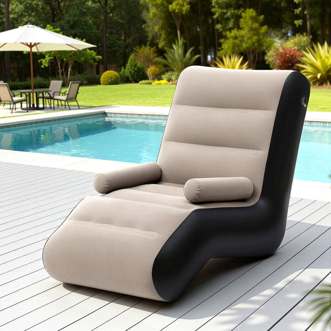Gardeon Inflatable Chair Sun Lounger Blow Up Folding Air Chairs Sofa for Camping with Pump.