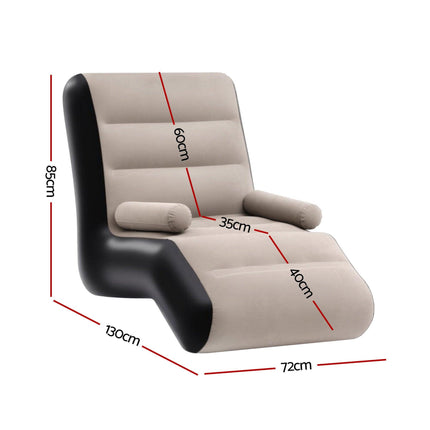 Gardeon Inflatable Chair Sun Lounger Blow Up Folding Air Chairs Sofa for Camping with Pump.