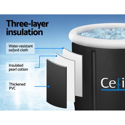 Weisshorn Portable Ice Bath Tub 75X75CM Inflatable Folding Bathtub Spa Massage.