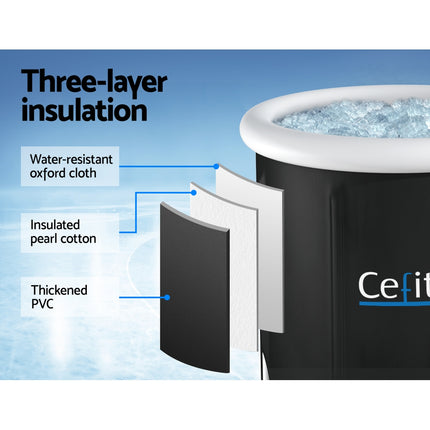Weisshorn Portable Ice Bath Tub 80X80CM Inflatable Folding Bathtub Spa Massage.