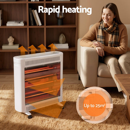 Devanti 2200W Infrared Radiant Heater Portable Electric Space Heating White.
