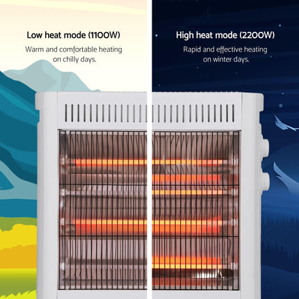 Devanti 2200W Infrared Radiant Heater Portable Electric Space Heating White.