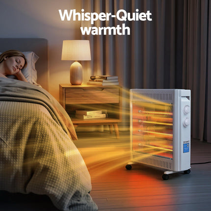 Devanti 2200W Infrared Radiant Heater Portable Electric Space Heating White.