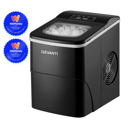 DEVANTi Portable Ice Cube Maker Machine 2L Home Bar Benchtop Easy Quick Black.