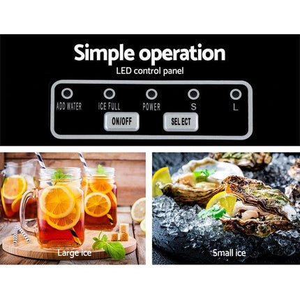 DEVANTi Portable Ice Cube Maker Machine 2L Home Bar Benchtop Easy Quick Black.
