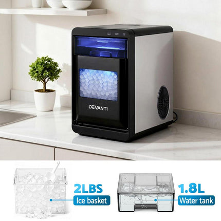 Devanti Ice Maker Machine 20kg Chewable Nugget Ice Countertop w/Self Cleaning.