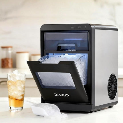 Devanti Ice Maker Machine 20kg Chewable Nugget Ice Countertop w/Self Cleaning.