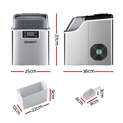 Devanti Ice Maker Machine Commercial Portable Ice Cube Tray Countertop 3.2L.