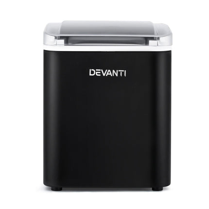 Devanti Ice Maker Machine Portable 12kg Countertop w/Self Cleaning 1.2L Black.