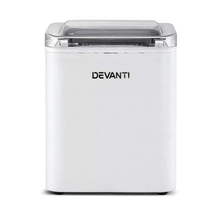 Devanti Ice Maker Machine Portable 12kg Countertop w/Self Cleaning 1.2L White.