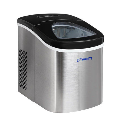 Devanti 2.4L Stainless Steel Portable Ice Cube Maker.