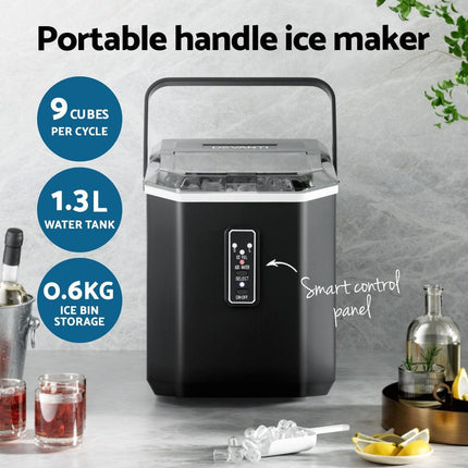 Devanti 12kg Ice Maker Machine 1.3L w/Scoop Holder Black.