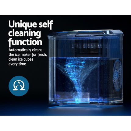 Devanti Portable Ice Maker Machine Ice Cube 12kg Bar Countertop Stainless Steel.