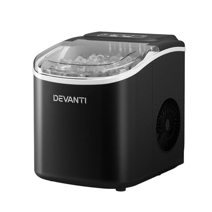 Devanti Portable Ice Maker Machine Ice Cube Tray 12kg Bar Countertop Black.